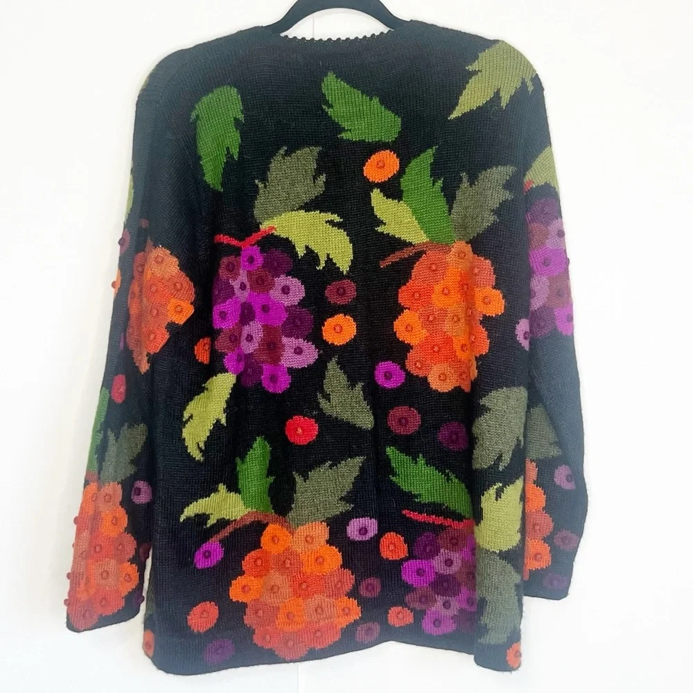 100% Baby Alpaca Floral Cardigan Sweater‎